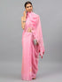 Vasthrlay Pastel Pink2 Sheer Floral Printed Art Chiffon Saree With Unstitched Blouse