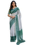 Vasthrlay Womens Printed Blue | White Saree With Unstitched Blouse Piece
