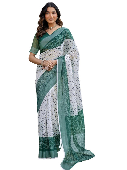 Vasthrlay Womens Printed Unstitched Multicolor Saree