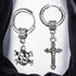 M Men Style Gothic Skeleton Head Cross Titanium Steel Silver Stainless Hoop Earrings