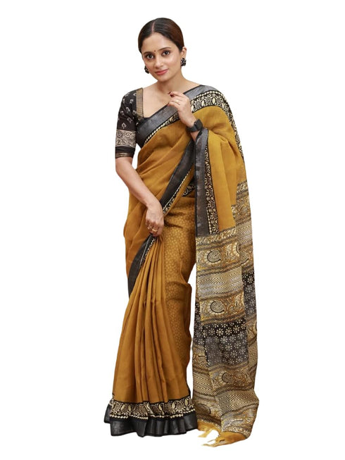 Vasthrlay Elegant Mustard Printed Lightweight