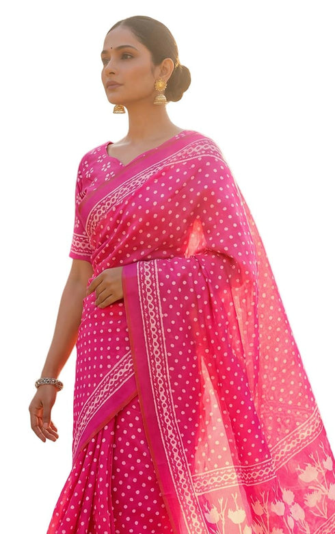 Vasthrlay Womens Printed Unstitched Navy Blue Saree