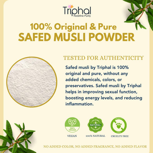 TRIPHAL Natural & Pure Safed Musli Powder (100g)