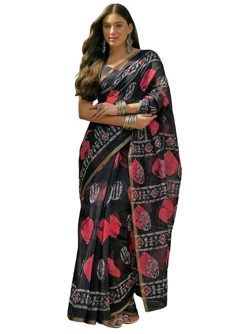 Vasthrlay Womens Printed Unstitched Beige Saree