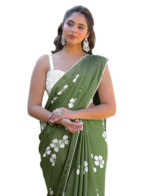 Vasthrlay Printed Tassels Beige Saree