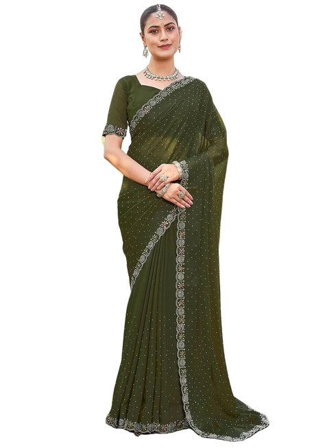 Vasthrlay Georgette Scalloped Purple Saree