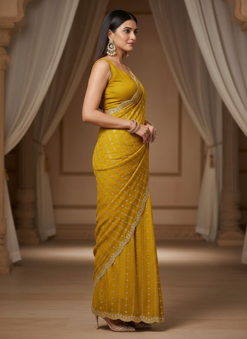Vasthrlay Lavender Embroidery Saree