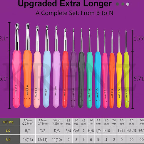 Crochet Hooks Set Ergonomic Soft Grip Rubber Handles Ergonomic Crochet Hooks Set
