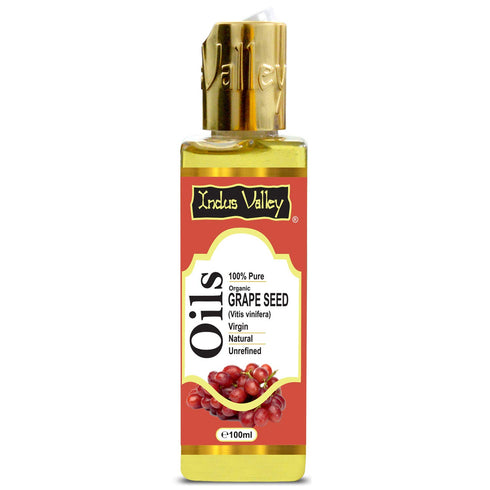 Indus Valley 100% Pure Carrier Oil- Natural| Virgin| Unrefined & Cold Pressed Grape Seed Oil Vitis Vinifera