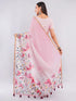 Vasthrlay Pink1 Women'S Chevron Printed Linen Saree With Unstitched Blouse