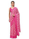 Vasthrlay Pink Floral Printed Georgette Saree With White Solid Georgette Unstitched Blouse