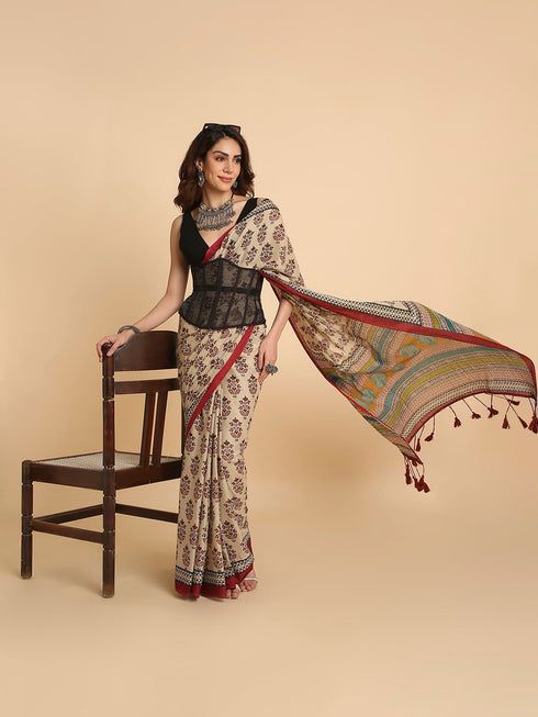 Vasthrlay Lightweight Breathable Traditional Printed Saree