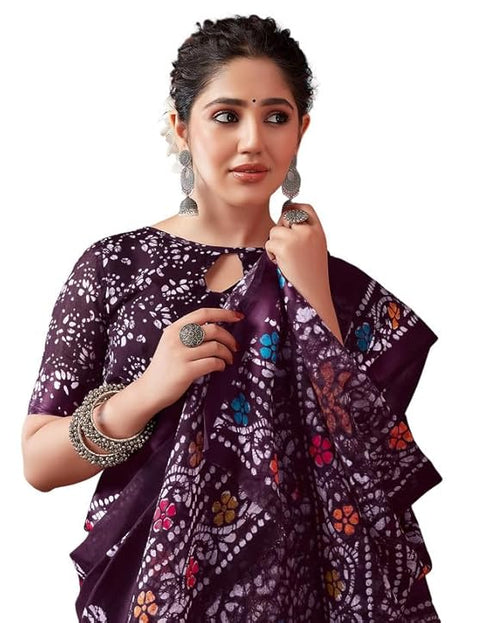 Vasthrlay Womens Printed Unstitched Green Saree