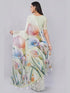 Vasthrlay Off White2 Floral Printed Gerogette Saree With Zari Pallu And Unstitched Blouse Piece
