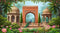 Traditional Mughal Arch Garden Background Photography Backdrops