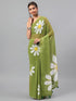 Vasthrlay Green Georgette Floral Printed Saree With Solid Unstitched Georgette Blouse Piece