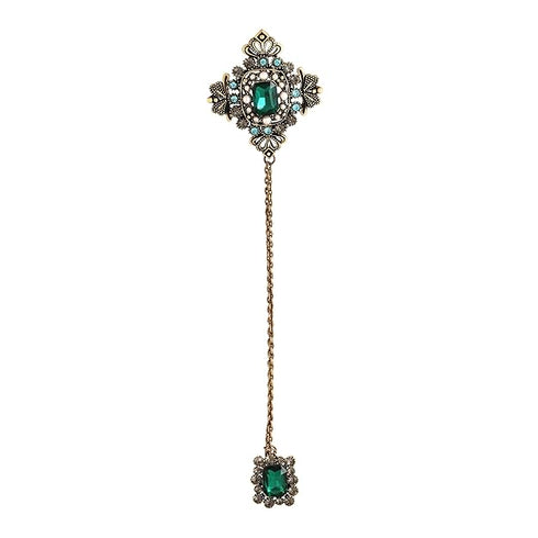 Mahi Victorian Style Artificial Pearl | Crystal Sherwani Brooch Pin
