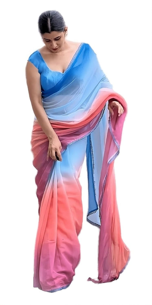 Vasthrlay Printed Georgette Unstitched Paddingg Multicolour Free Ethnic Wear