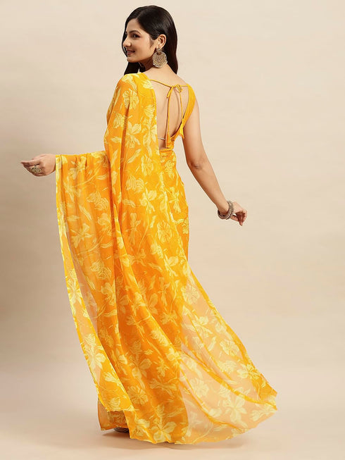 Vasthrlay Chiffon Printed Unstitched Rani Saree
