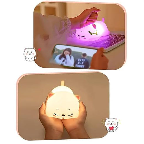 Rechargeable Silicone Cat Night Light for Kids