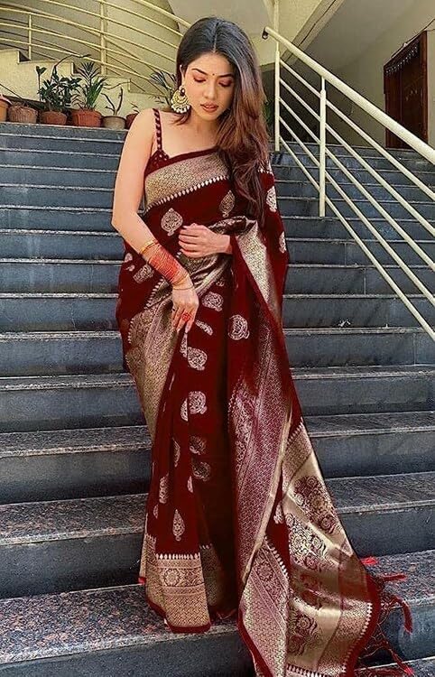 Vasthrlay Banarasi Kanjivaram Collections Wedding Saree With Blouse Piece