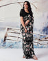Vasthrlay Georgette Sequence Unstitched Black Saree