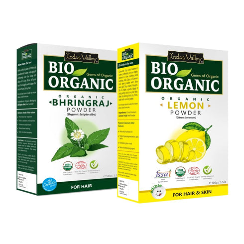 Indus Valley Bhringraj Leaf Powder With Natural Lemon Fruit Peel Powder 100% Organic | Bhringraj Powder And Lemon Peel Powder