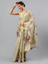 Vasthrlay Beige2 Heavy Zari Woven Silk Ethnic Saree With Unstitched Blouse