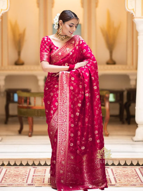 Vasthrlay Banarasi Kanjivaram Wedding Pari 165 Saree With Blouse Piece