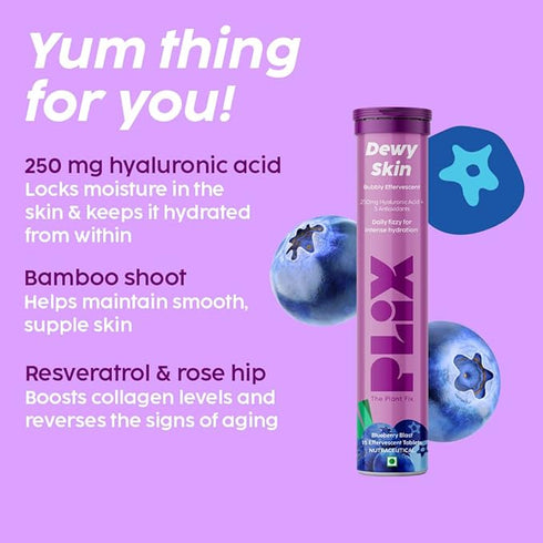 Plix Dewy Skin Effervescent TabletBlueberry 15 Effervescent Tablet Each