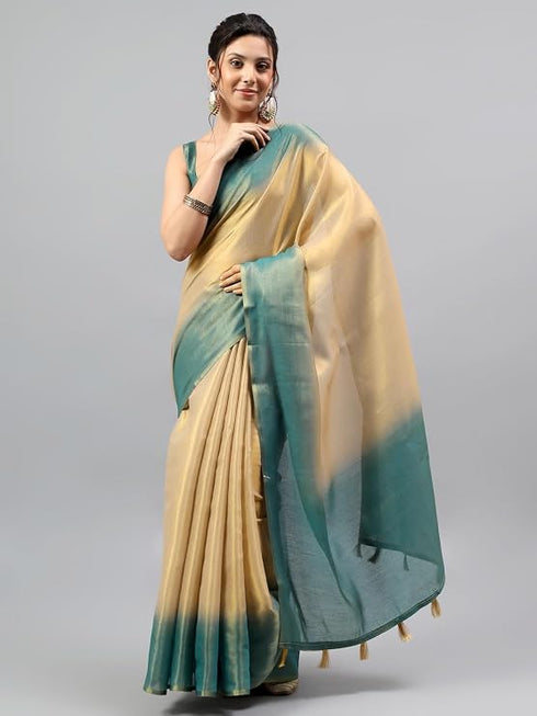Vasthrlay Green Womens Ready To Wear One Minute Polyester Erode Zari Saree