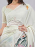 Vasthrlay Off White2 Floral Printed Gerogette Saree With Zari Pallu And Unstitched Blouse Piece