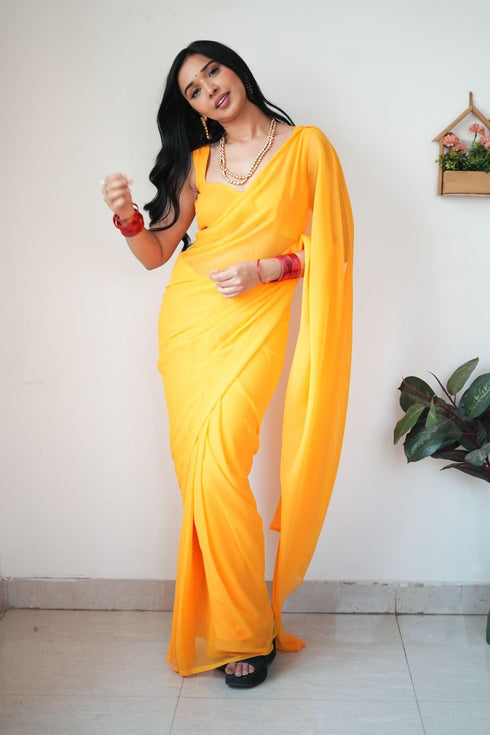 Vasthrlay Red Georgette Unstitched Saree