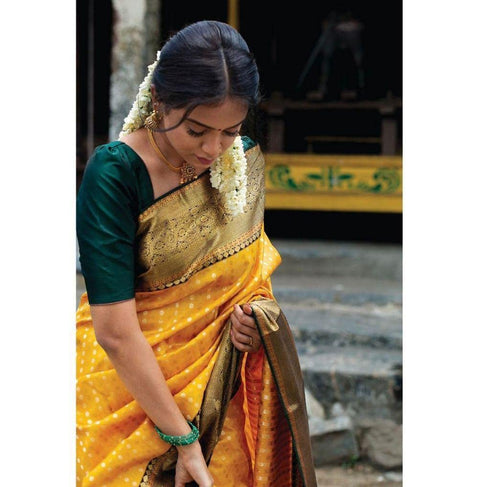 Vasthrlay Yellow Kanjivaram Saree