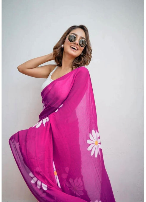 Vasthrlay Georgette Unstitched Saree Az Ys Genda Fool