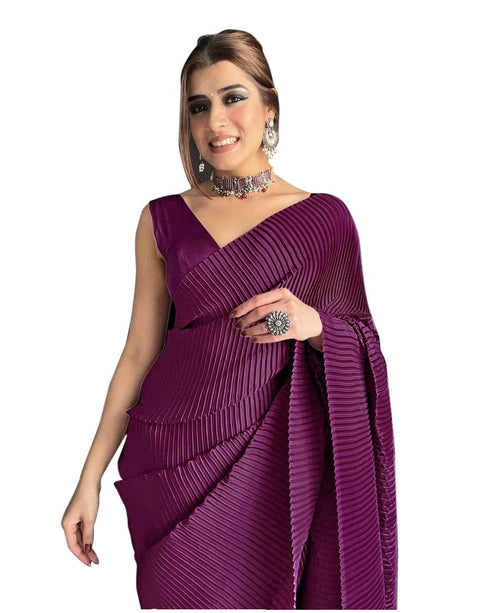 Vasthrlay Crushed Pleated Unstitched Ethnic Wear
