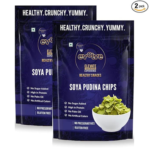 Evolve Soya Pudina Chips Healthy Snacks (Pack of 2)
