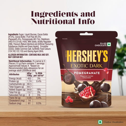 HERSHEY'S Exotic Dark Pomegranate Flavor | Dark Cocoa Rich Chocolate 100g