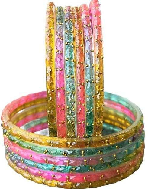 JPS Viral Kashmiri Ghungroo Gold-Plated Glass Bangles Set
