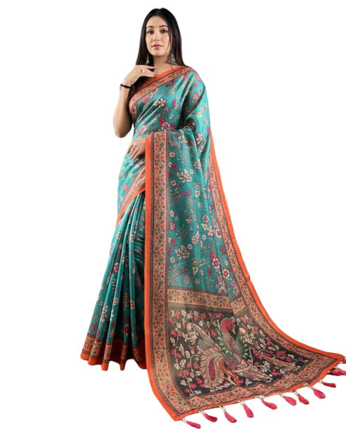 Vasthrlay Multicolor Contrast Kalamkari Unstitched