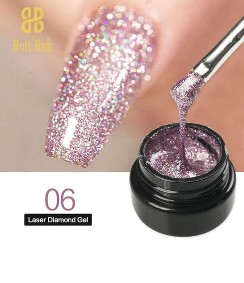 Bolt Bee Glitter Gel Polish Rose Gold Reflective Holographic Gel Nail Polish