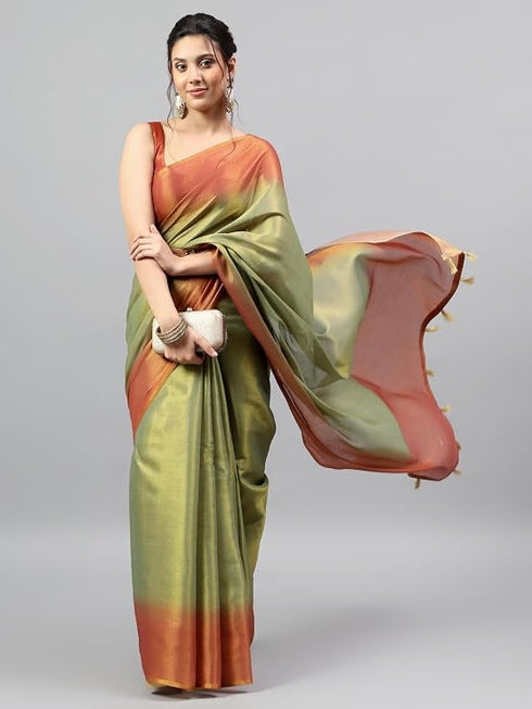 Vasthrlay Green1 Womens Ready To Wear One Minute Polyester Erode Zari Saree