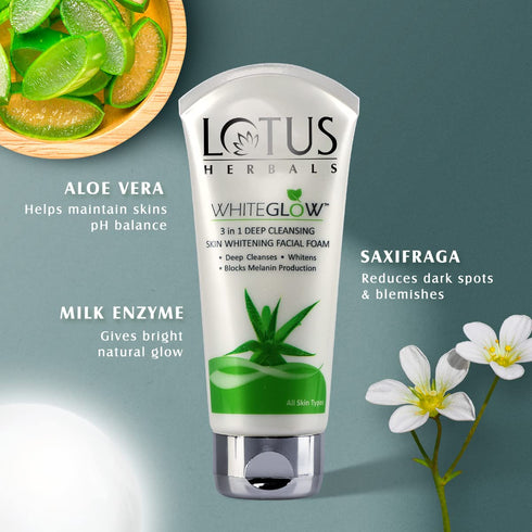 Lotus Whiteglow 3 In 1 Deep Cleansing Skin Brightening Facial Foam