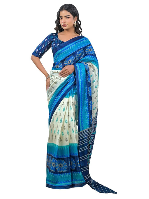 Vasthrlay Printed Tassels Unstitched Khaki Saree