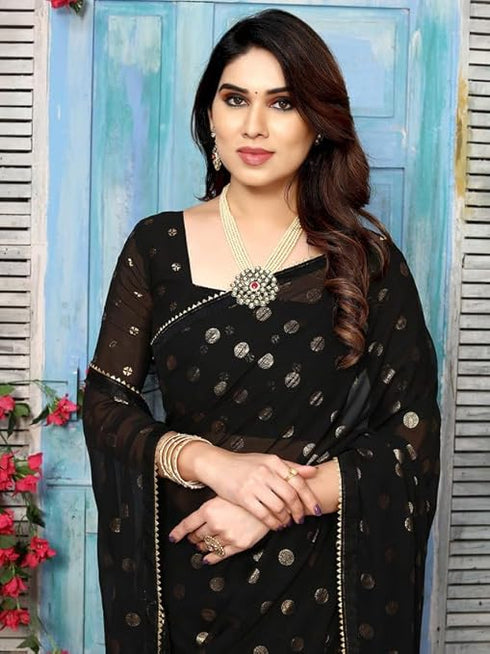 Vasthrlay Georgette Printed Unstitched Maroon Saree