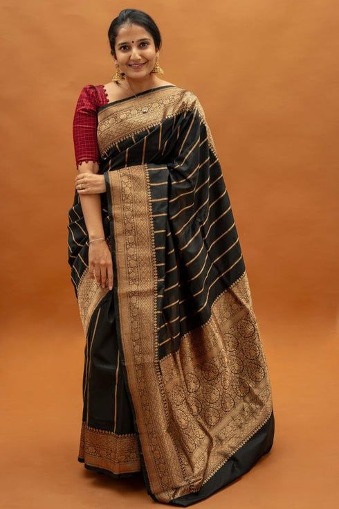 Vasthrlay Black Kanjivaram Saree
