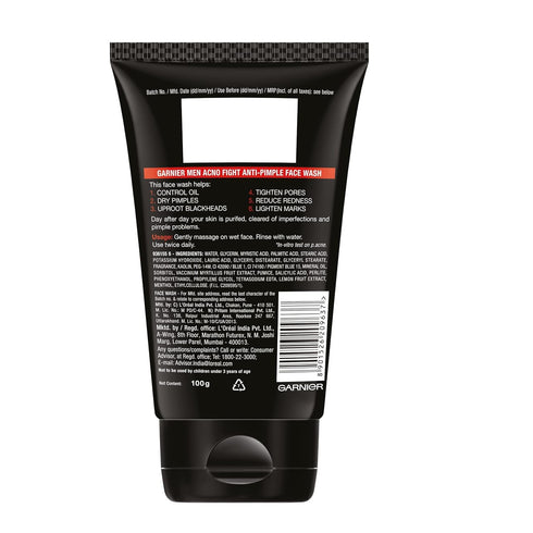 Garnier Men Acno Fight 6-in-1 Anti-Pimple Face wash