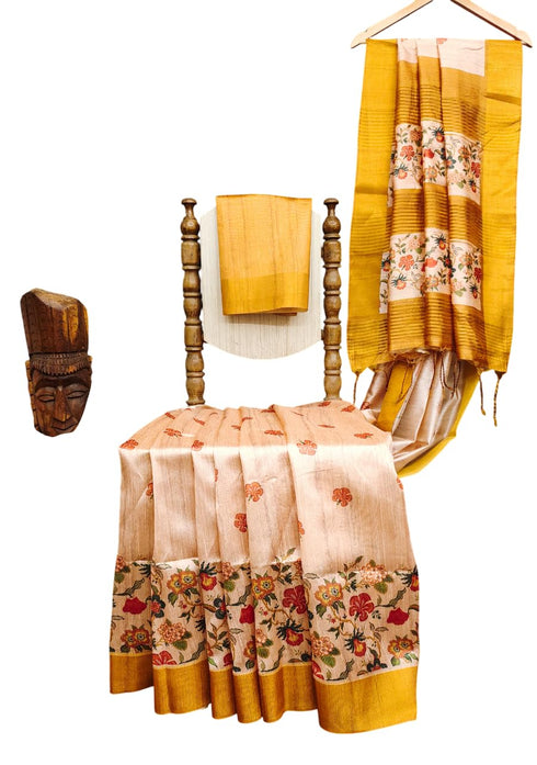 Vasthrlay Tussar Saree Designer Weaving Contrast
