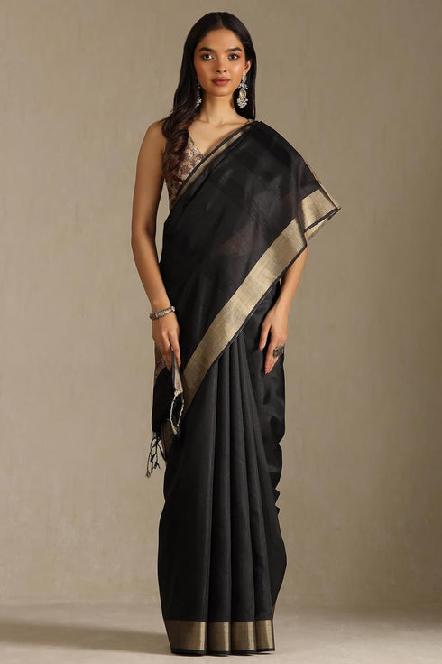 Vasthrlay Tussar Solid Saree
