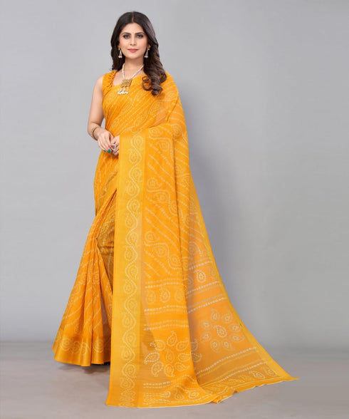Vasthrlay Printed Yellow Jetpuri Ethnic Wear